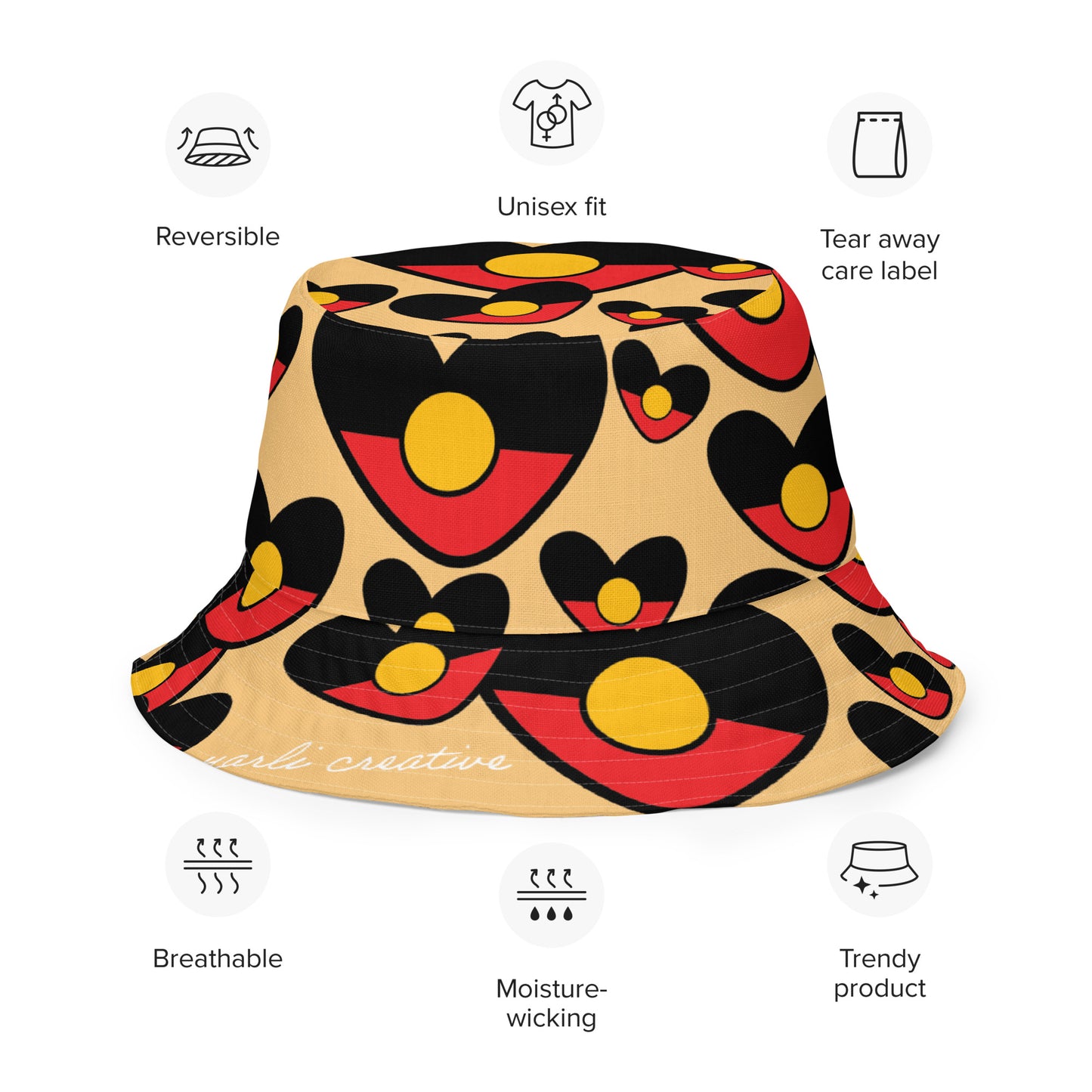 Reversible Blak hearts bucket hat